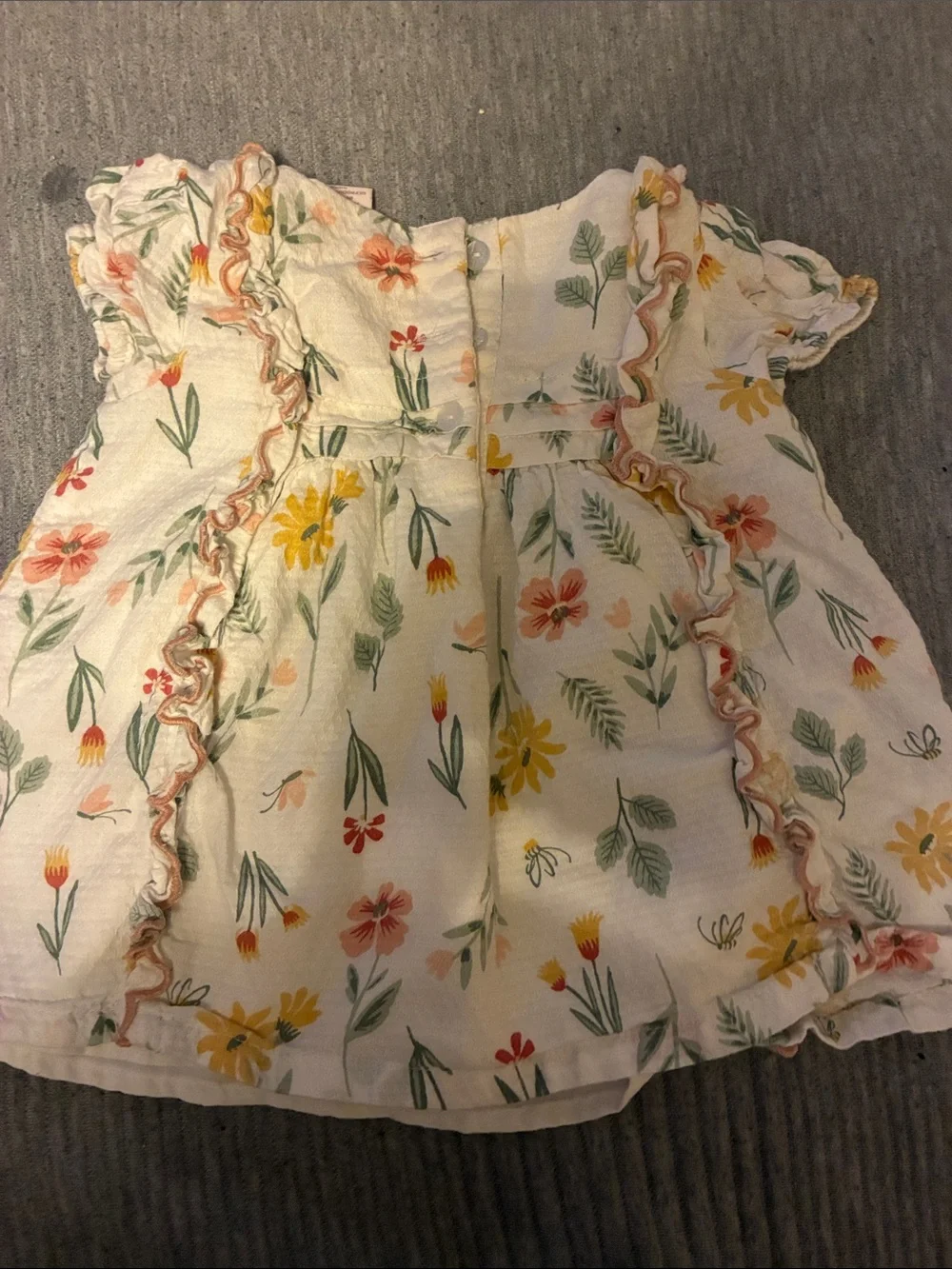 2 /Girls' Light Blue Dress with Orange Floral Print - Casual Summer Dress